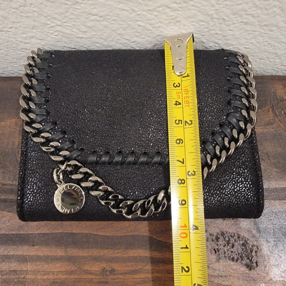 Stella McCartney Black Falabella Chain Mini Wallet With Box Made in Italy - Picture 12 of 15